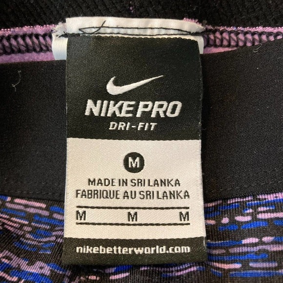 Nike Pro Leggings Womens M Purple Blue Static Pants Stretch DriFit Training Gym - Picture 5 of 11